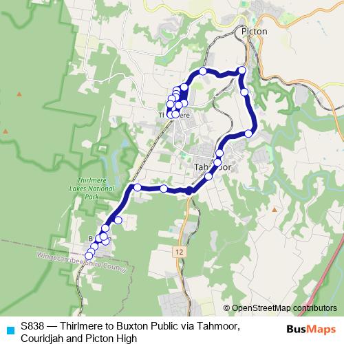 S838 bus Line Map
