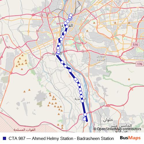 CTA 987 bus Line Map