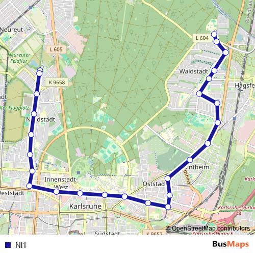 Nl1 tram Line Map
