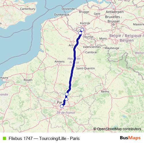 Flixbus 1747 bus Line Map