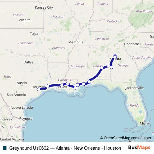 Greyhound Us0602 bus Line Map
