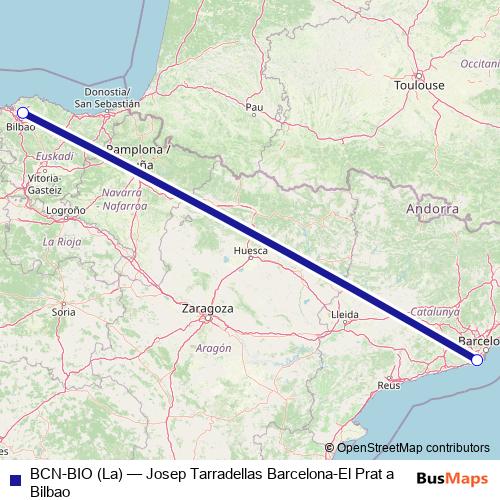 BCN-BIO (La) air Line Map