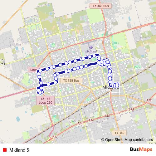 Midland 5 bus Line Map