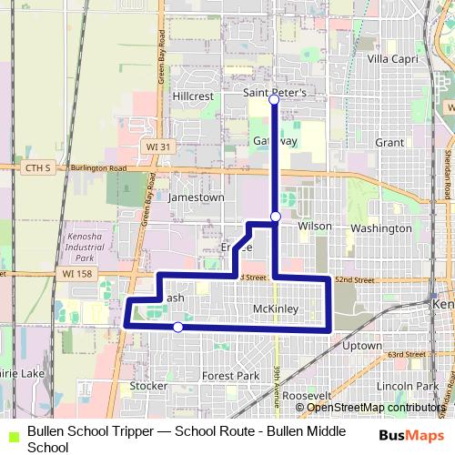 Bullen School Tripper bus Line Map