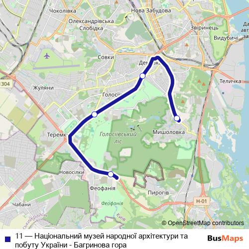 11 trolleybus Line Map