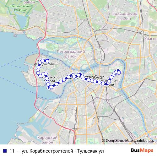 11 trolleybus Line Map