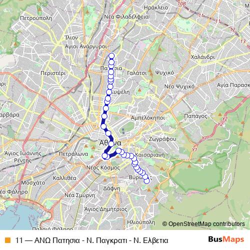11 trolleybus Line Map