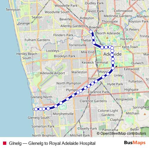 Glnelg tram Line Map