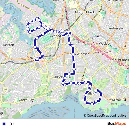 191 bus Line Map