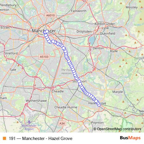 191 bus Line Map