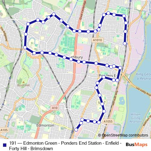 191 bus Line Map