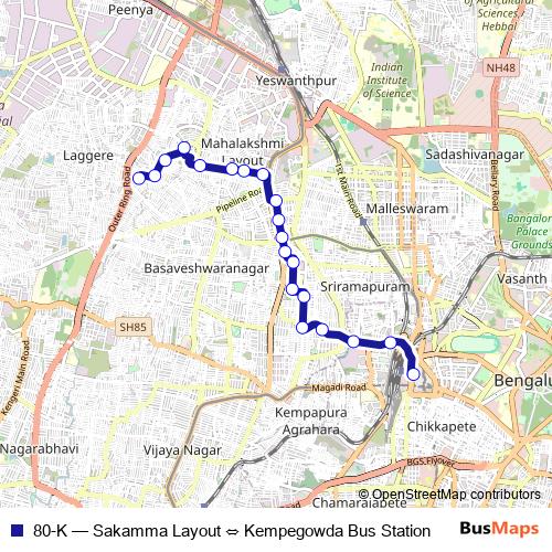 80-K bus Line Map