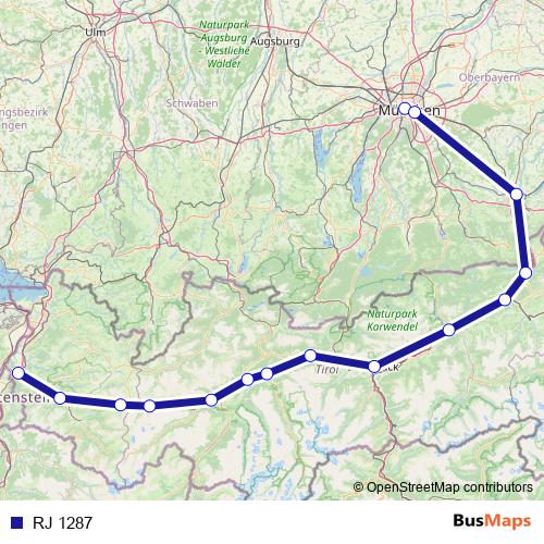 RJ 1287 rail Line Map