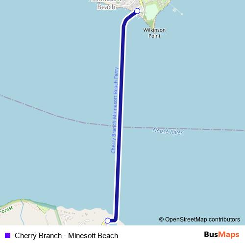 Cherry Branch - Minesott Beach ferry Line Map