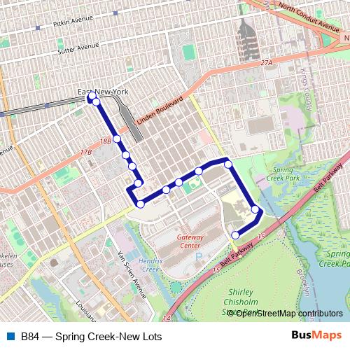 B84 bus Line Map