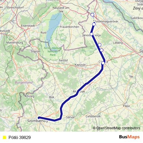 Pótló 39829 bus Line Map