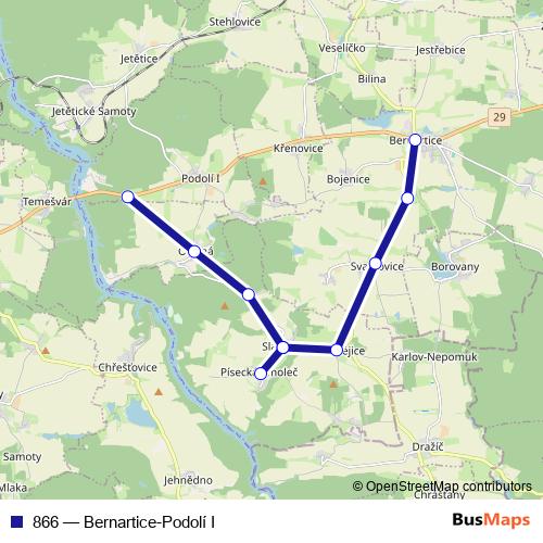 866 bus Line Map