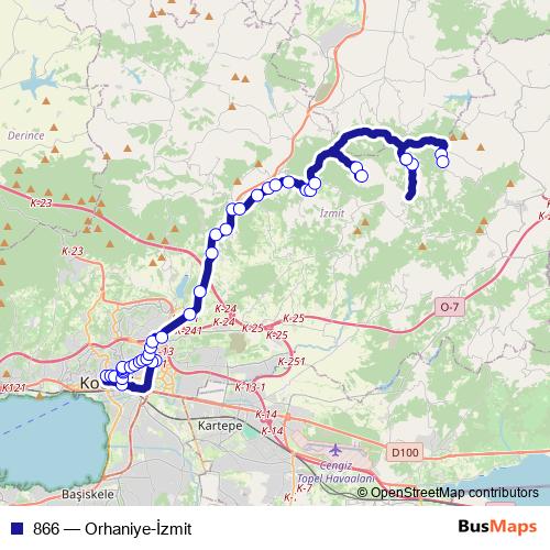 866 bus Line Map