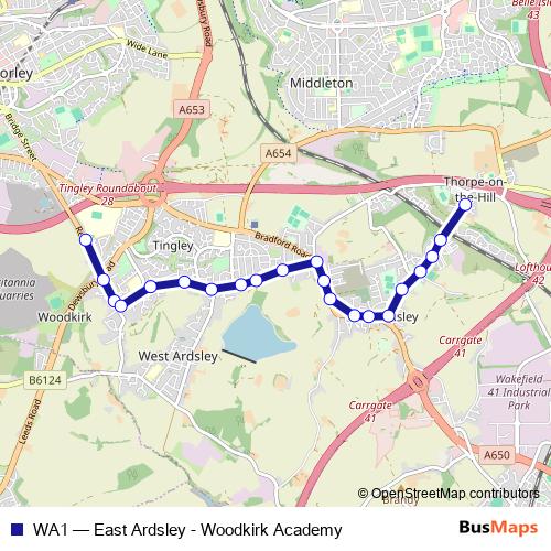 WA1 bus Line Map