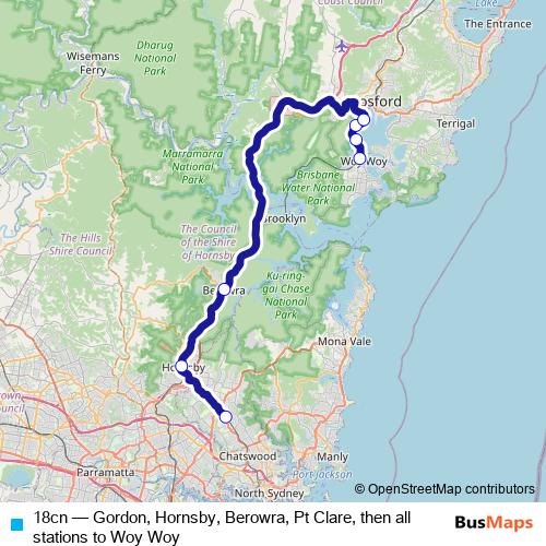 18cn bus Line Map
