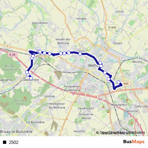 2502 bus Line Map