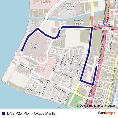 DNS P2p: Pitx → Okada Manila bus Line Map