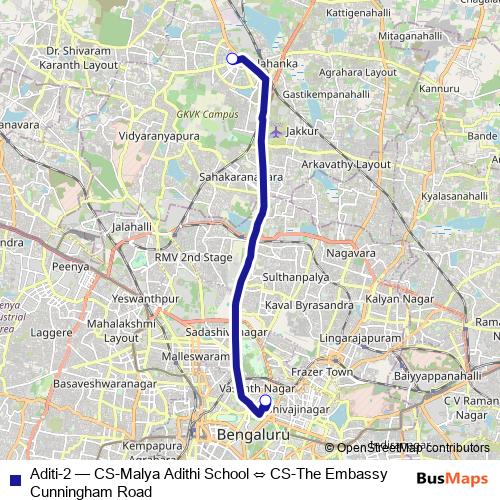 Aditi-2 bus Line Map