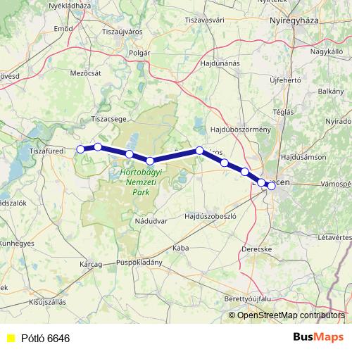 Pótló 6646 bus Line Map