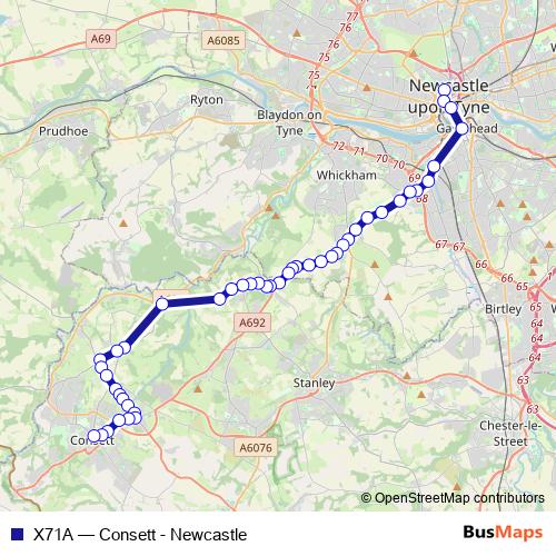 X71A bus Line Map