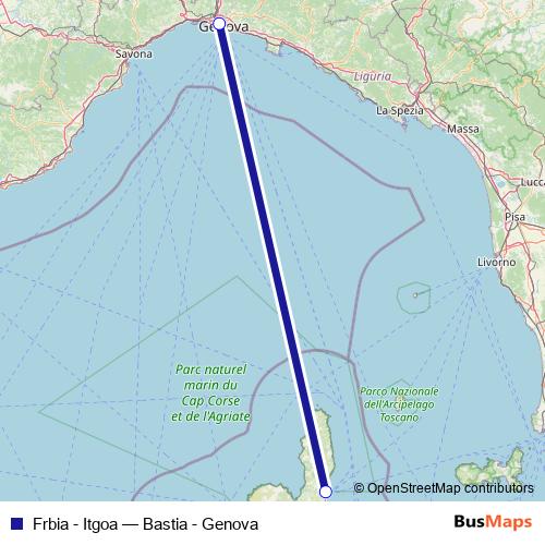 Frbia - Itgoa ferry Line Map
