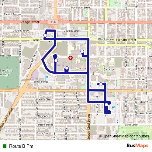Route B Pm bus Line Map