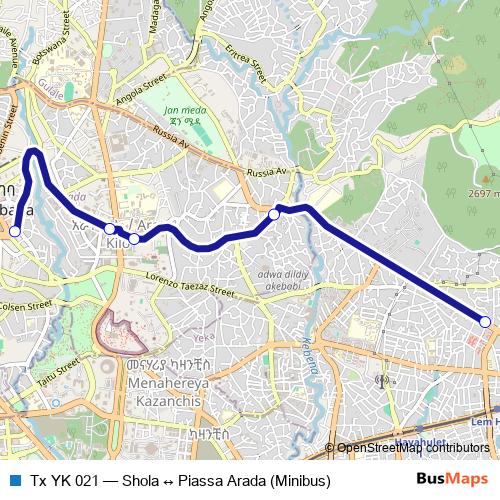 Tx YK 021 bus Line Map