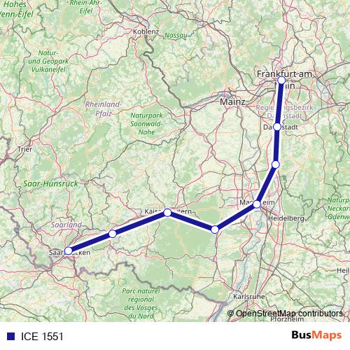 ICE 1551 rail Line Map