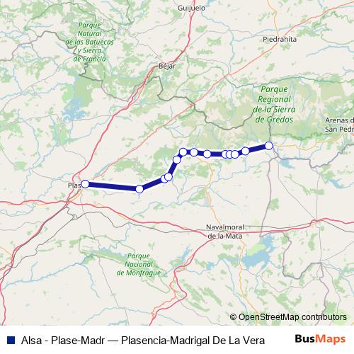 Alsa - Plase-Madr bus Line Map