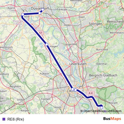 RE6 (Rrx) bus Line Map