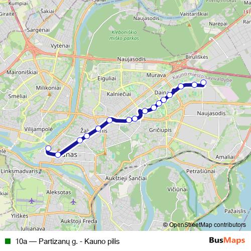 10a trolleybus Line Map