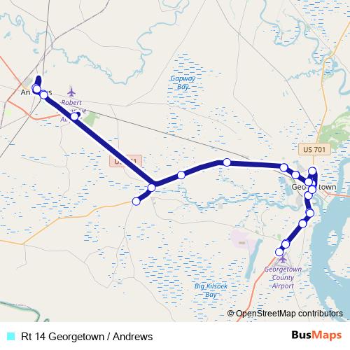 Rt 14 Georgetown / Andrews bus Line Map