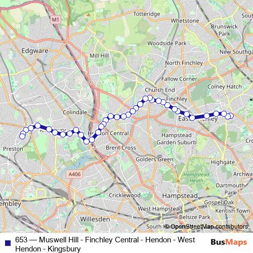 653 bus Line Map