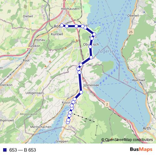 653 bus Line Map
