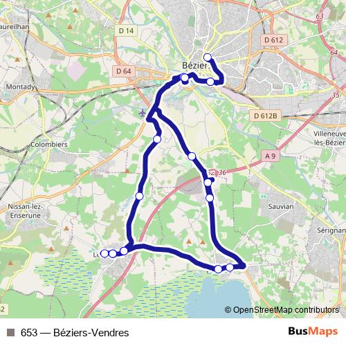 653 bus Line Map