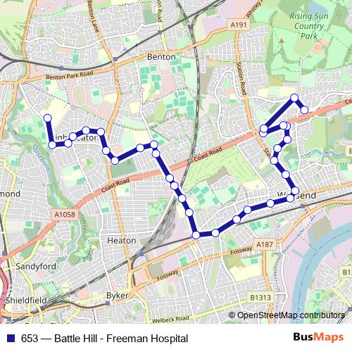 653 bus Line Map