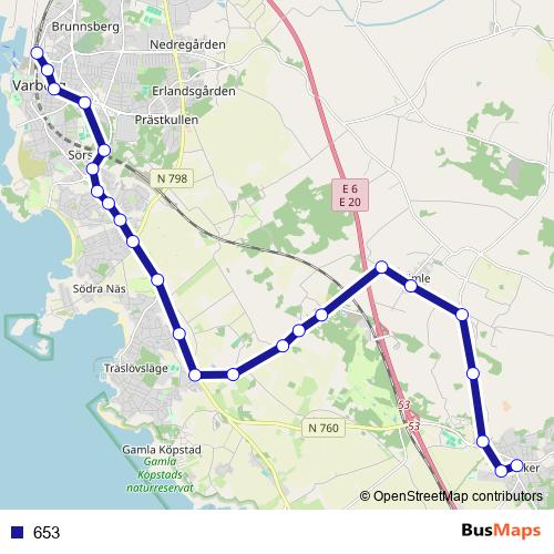 653 bus Line Map