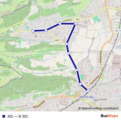 302 bus Line Map