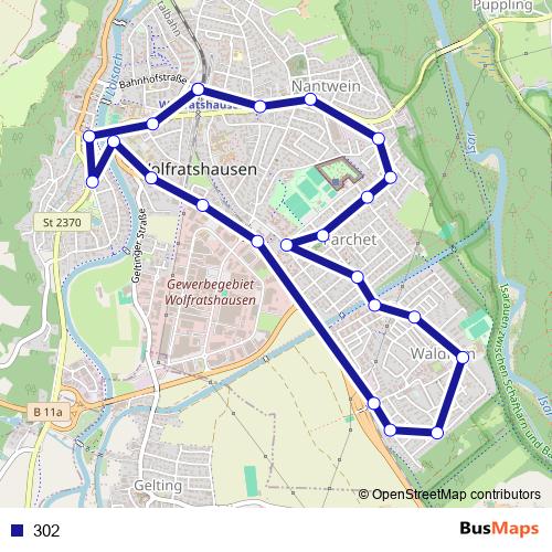 302 bus Line Map