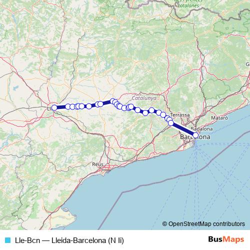Lle-Bcn bus Line Map