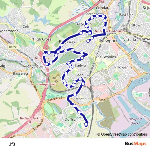 Jf3 bus Line Map