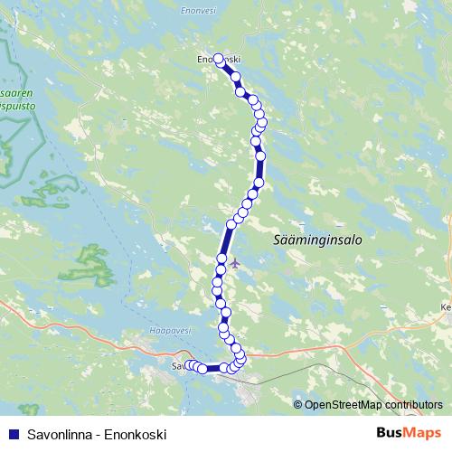 Savonlinna - Enonkoski bus Line Map