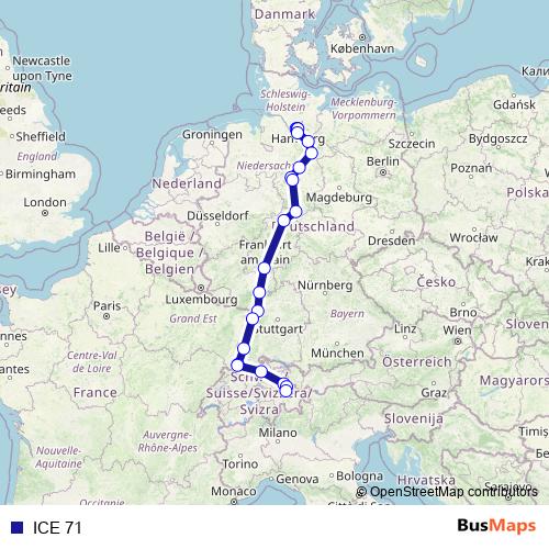 ICE 71 rail Line Map