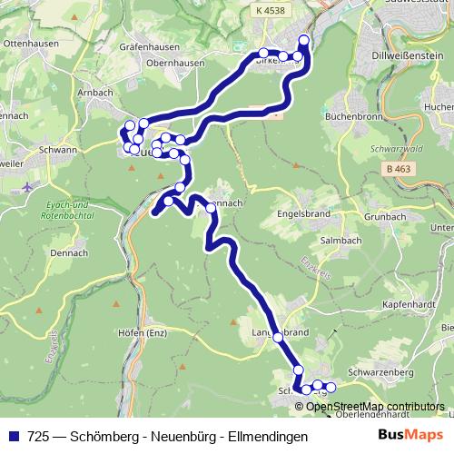 725 bus Line Map