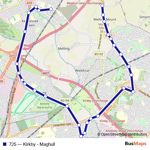 725 bus Line Map